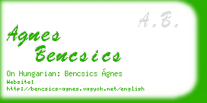 agnes bencsics business card