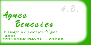 agnes bencsics business card